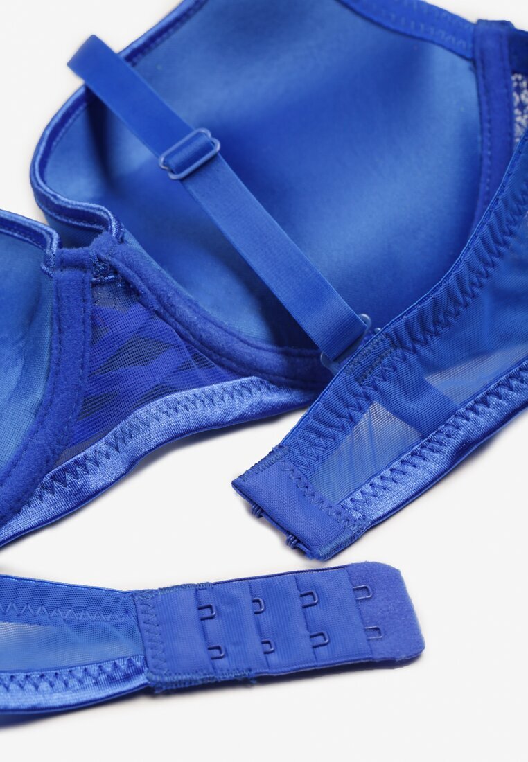  Sutien Push Up Albastru cu Cusături și Model cu Buline Azurelle