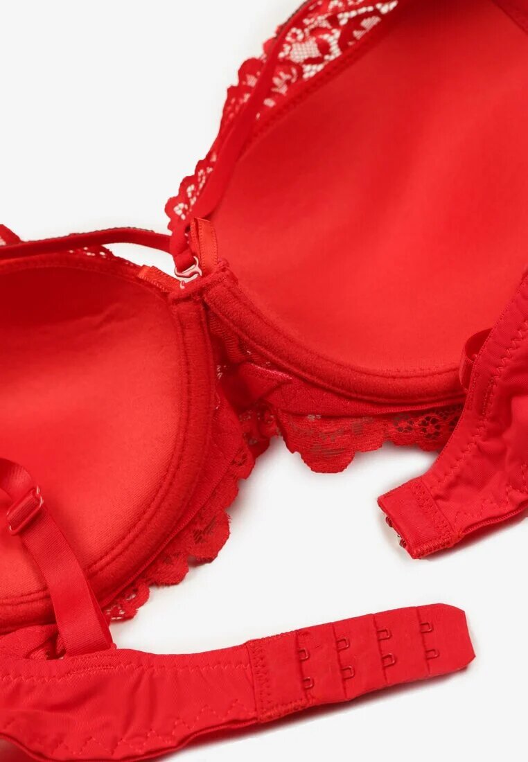  Sutien Roșu Din dantelă Push-up cu zirconii decorative Hevantia