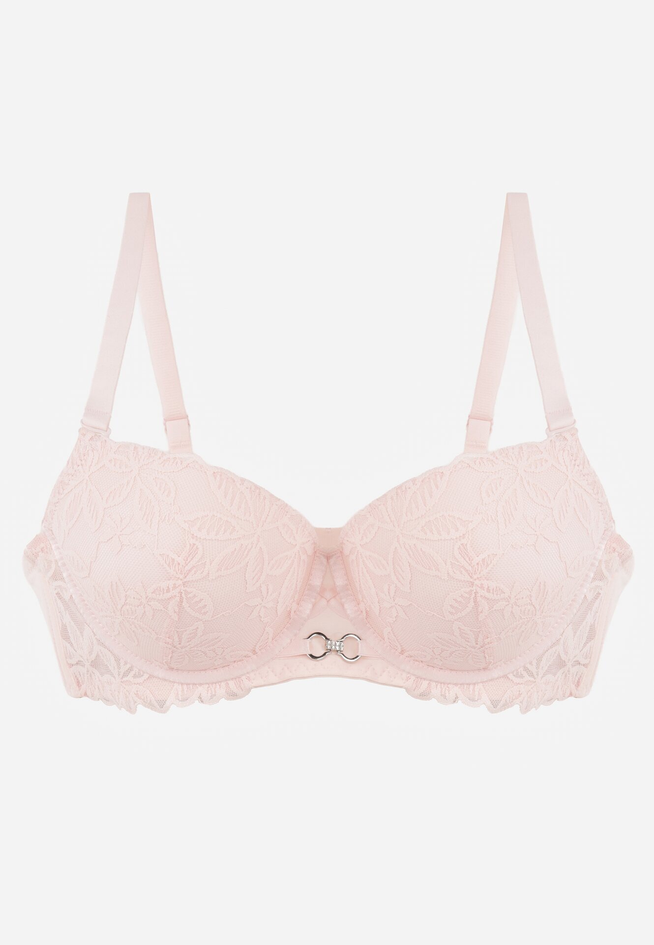  Sutien Roz Din Dantela Tip Push-up cu Bretele Reglabile si Detasabile Ilathwen