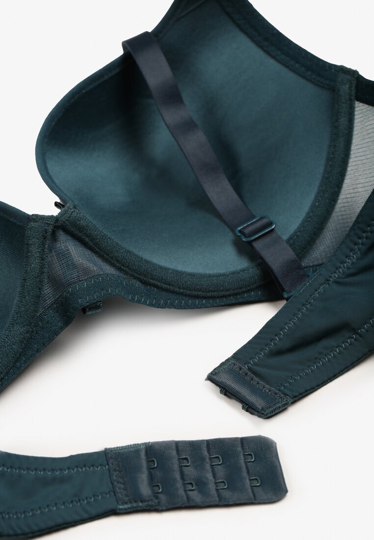 Sutien Verde închis cu push-up cu fundiță decorativă și trandafiri Nivrine