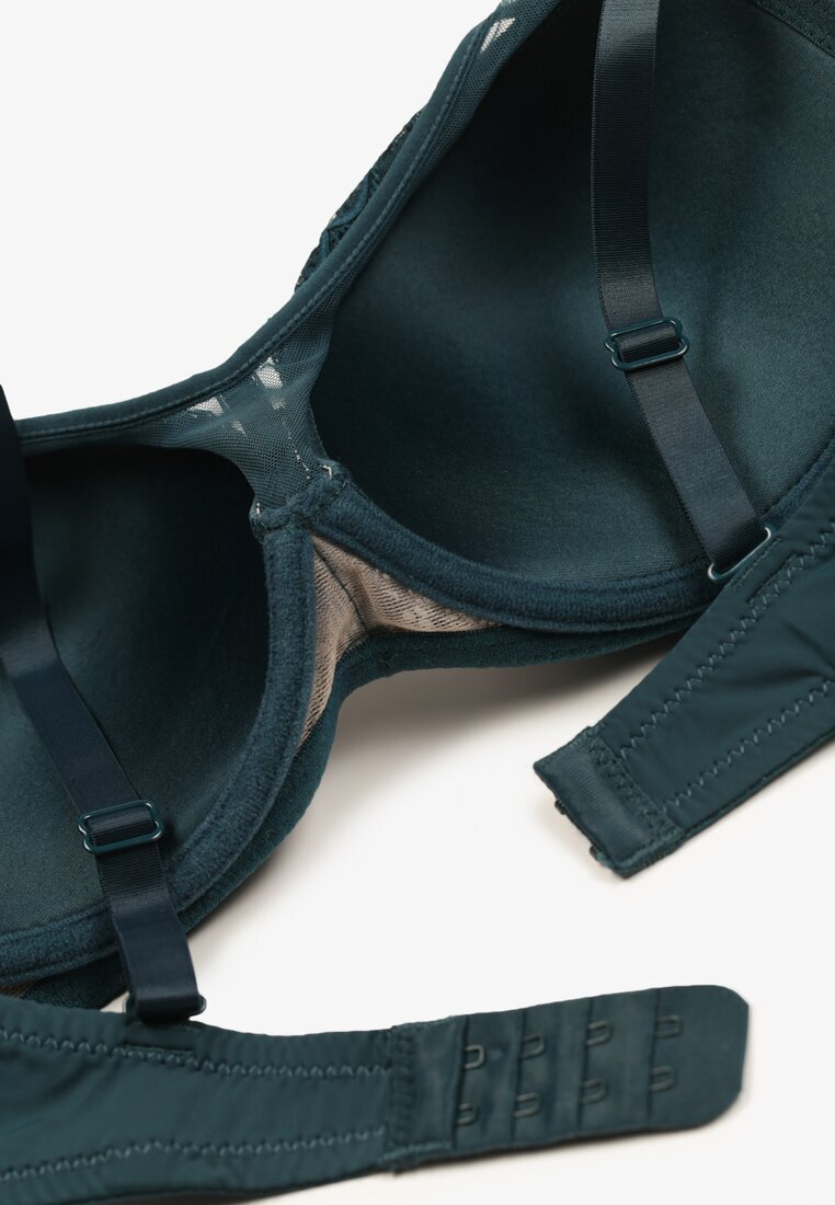  Sutien Verde închis Din dantelă Tip push-up cu ornament metalic Chrissty
