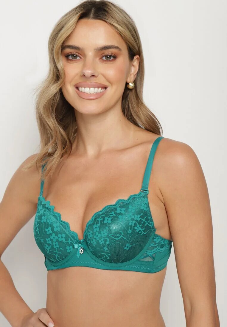  Sutien Verde Push Up Decorat Cu Dantelă Sannel