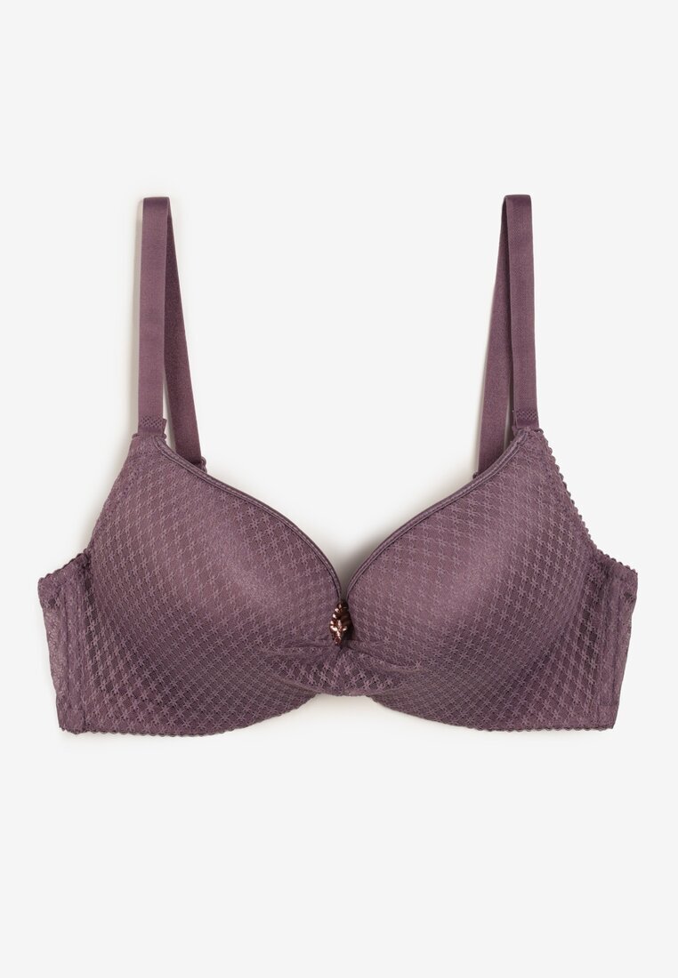  Sutien Violet cu Dantelă Push-Up cu Bretele Reglabile Seraine