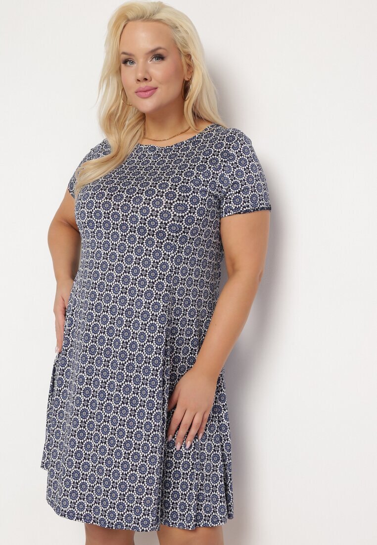sweet&girl Rochie bleumarin din viscoză cu model mozaic și croi evazat Faellina
