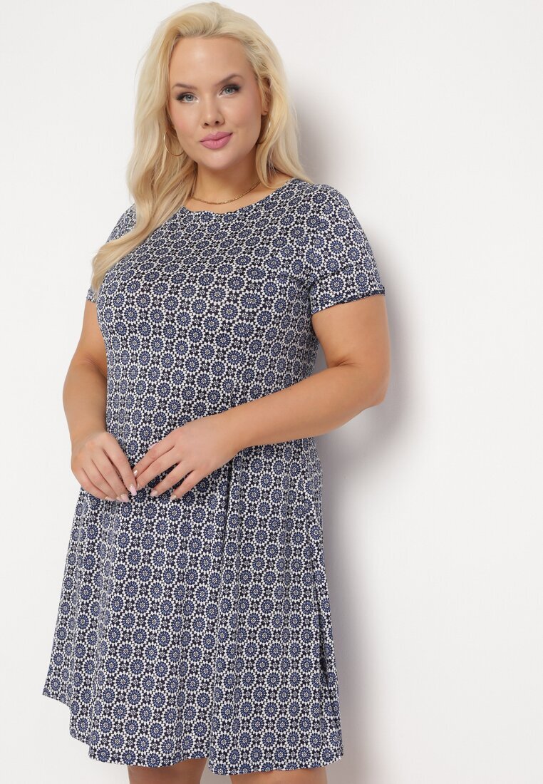 sweet&girl Rochie bleumarin din viscoză cu model mozaic și croi evazat Faellina