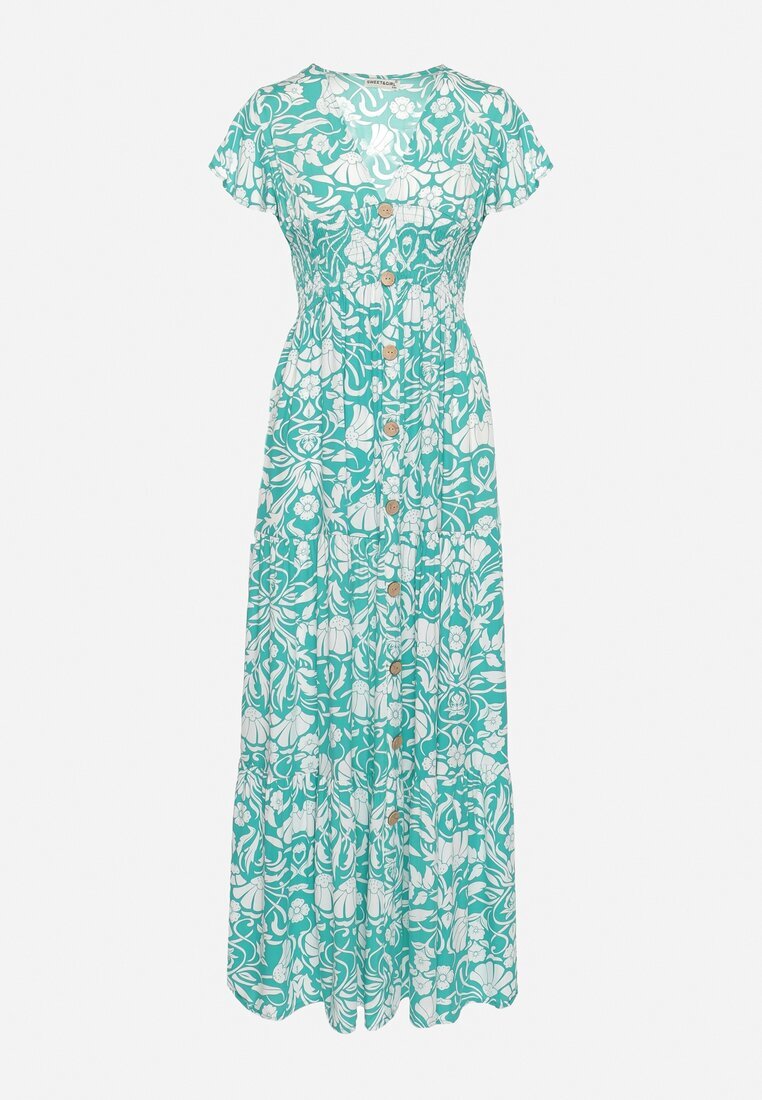 sweet&girl Rochie Mentă Cloș Maxi cu Mânecă Largă cu Imprimeu Floral Oxeria
