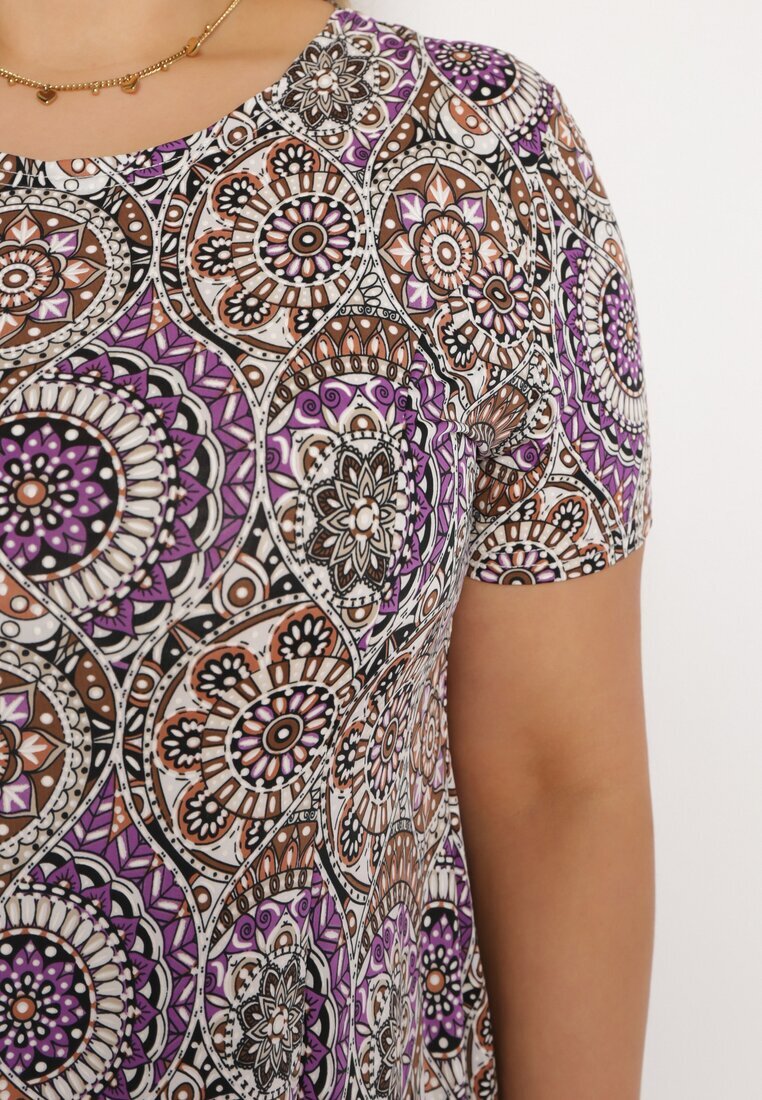 sweet&girl Rochie Mini Mov din Viscoză cu un croi Evazat Boho Aiselle