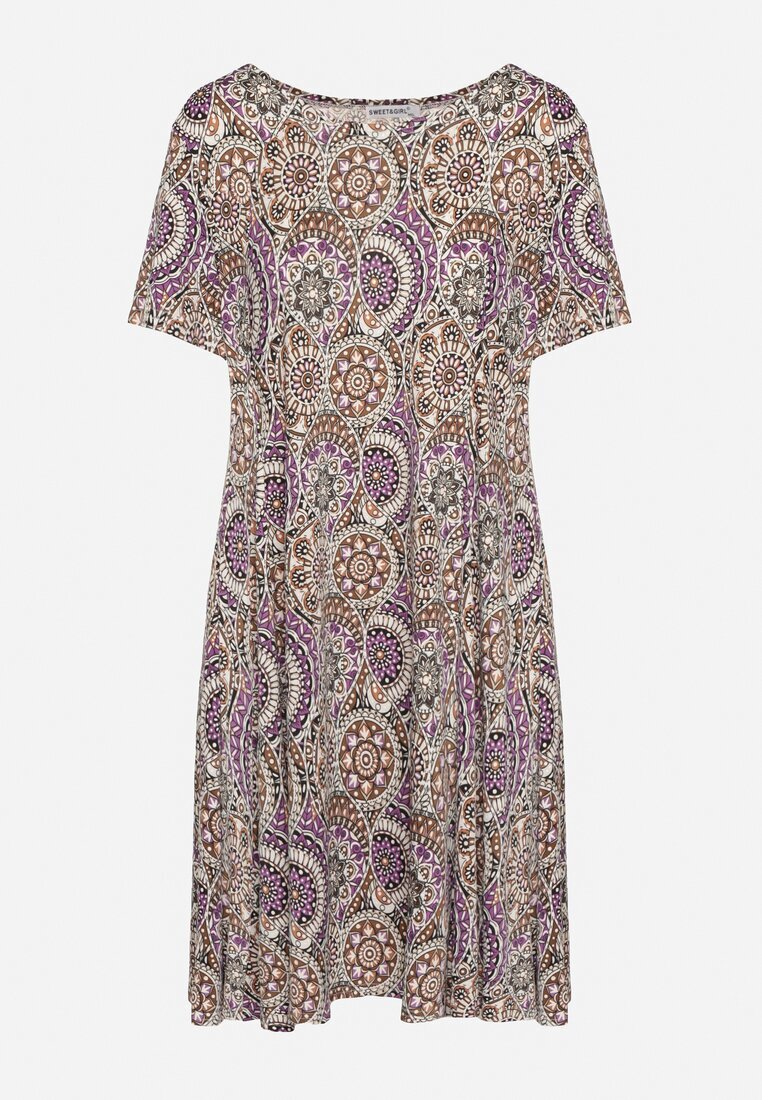 sweet&girl Rochie Mini Mov din Viscoză cu un croi Evazat Boho Aiselle