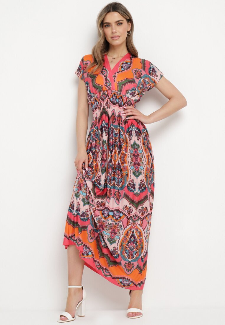 sweet&girl Rochie portocalie Maxi în Stil Boho din Viscoză Elastică Arnevia