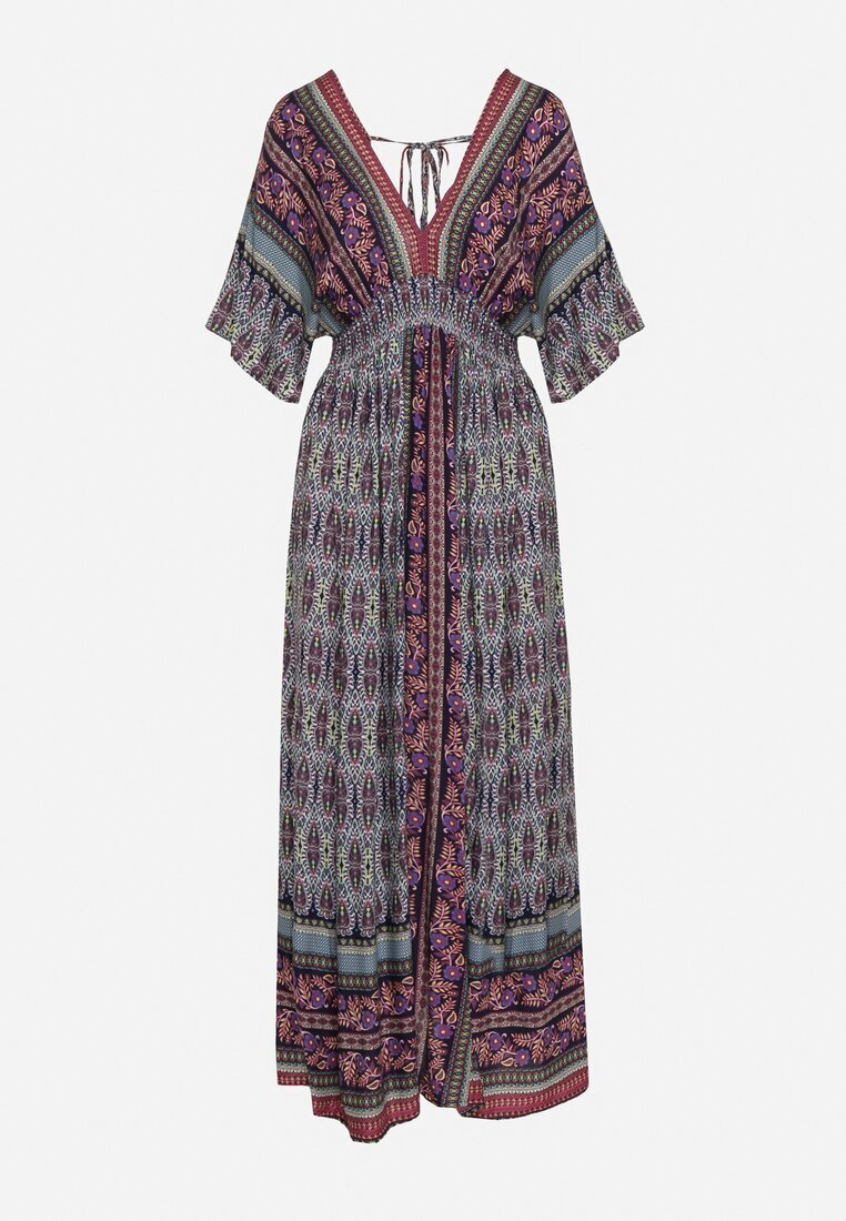 sweet&girl Rochie Violetă Boho cu Mâneci largi cu elastic în talie și Legătură la spate Piomina