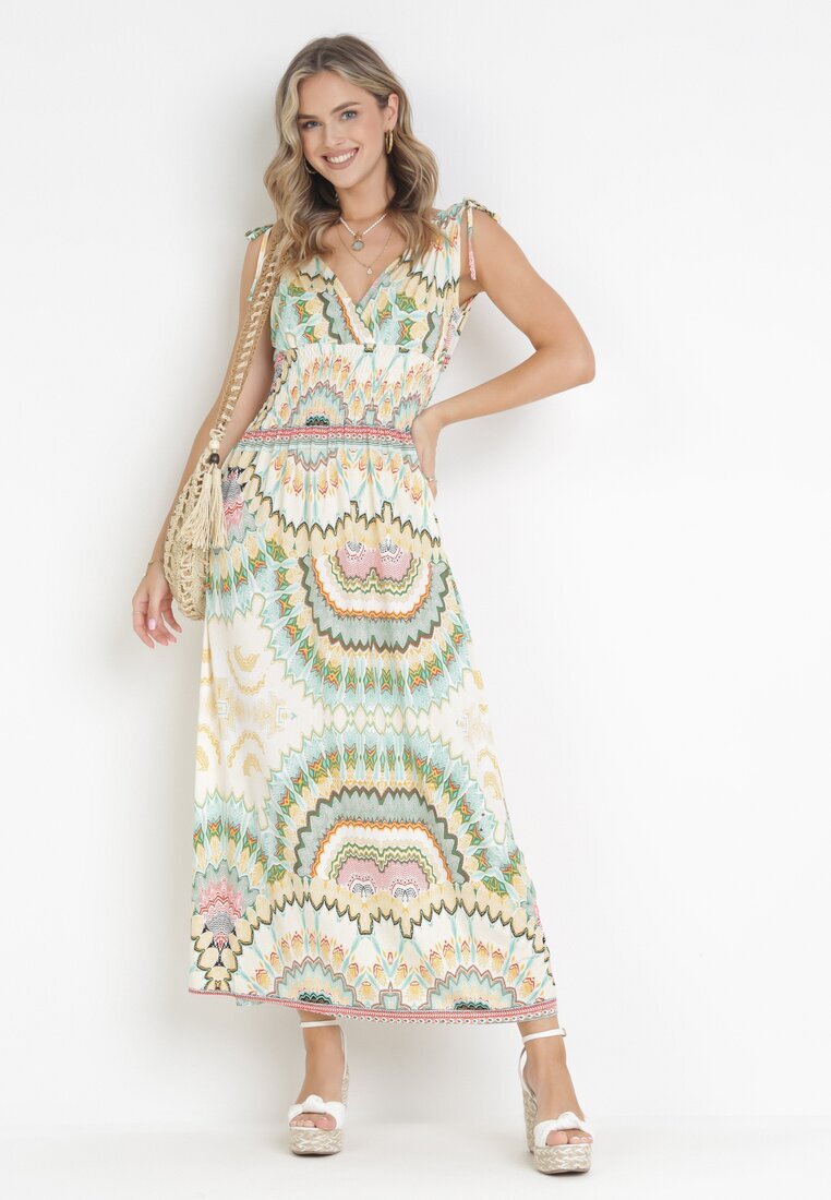sweet&girl Rochie Viscoză Verde Tie Dye Maxi cu elastic drapat în talie Lucira