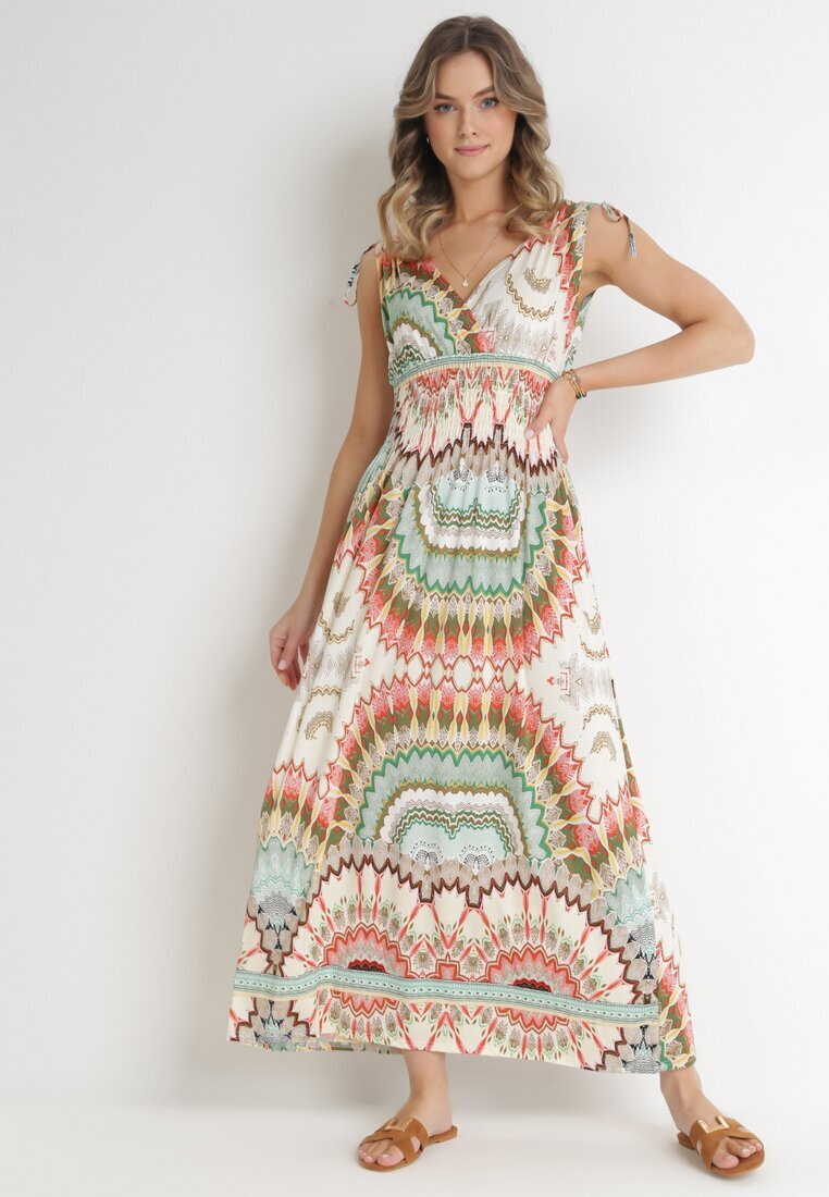 sweet&girl Rochie Viscoză Verde Tie Dye Maxi cu elastic drapat în talie Lucira