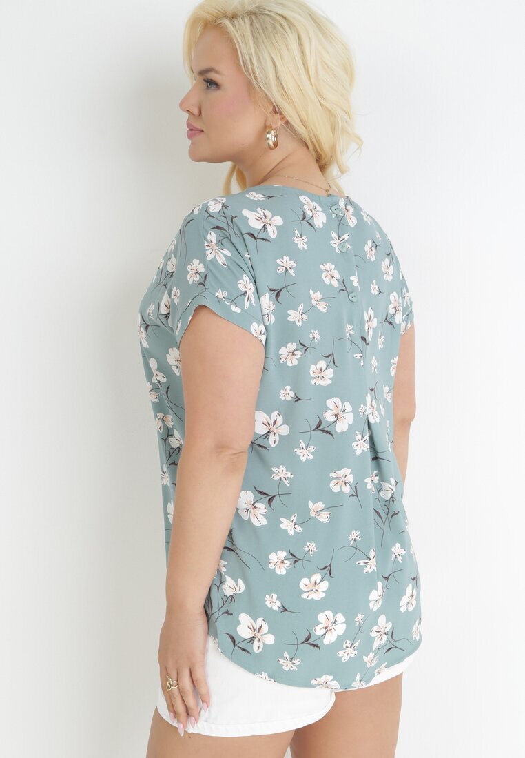 sweet lady Bluză Verde Oversize Florală cu mânecă scurtă Suzane