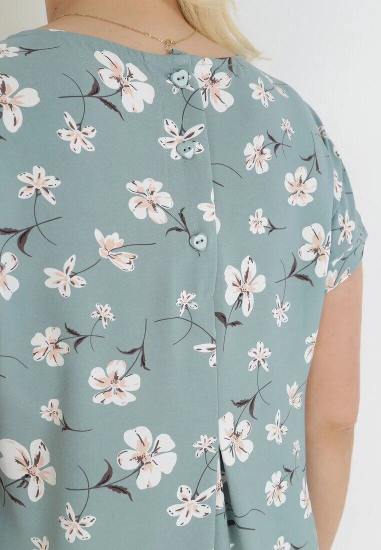 sweet lady Bluză Verde Oversize Florală cu mânecă scurtă Suzane