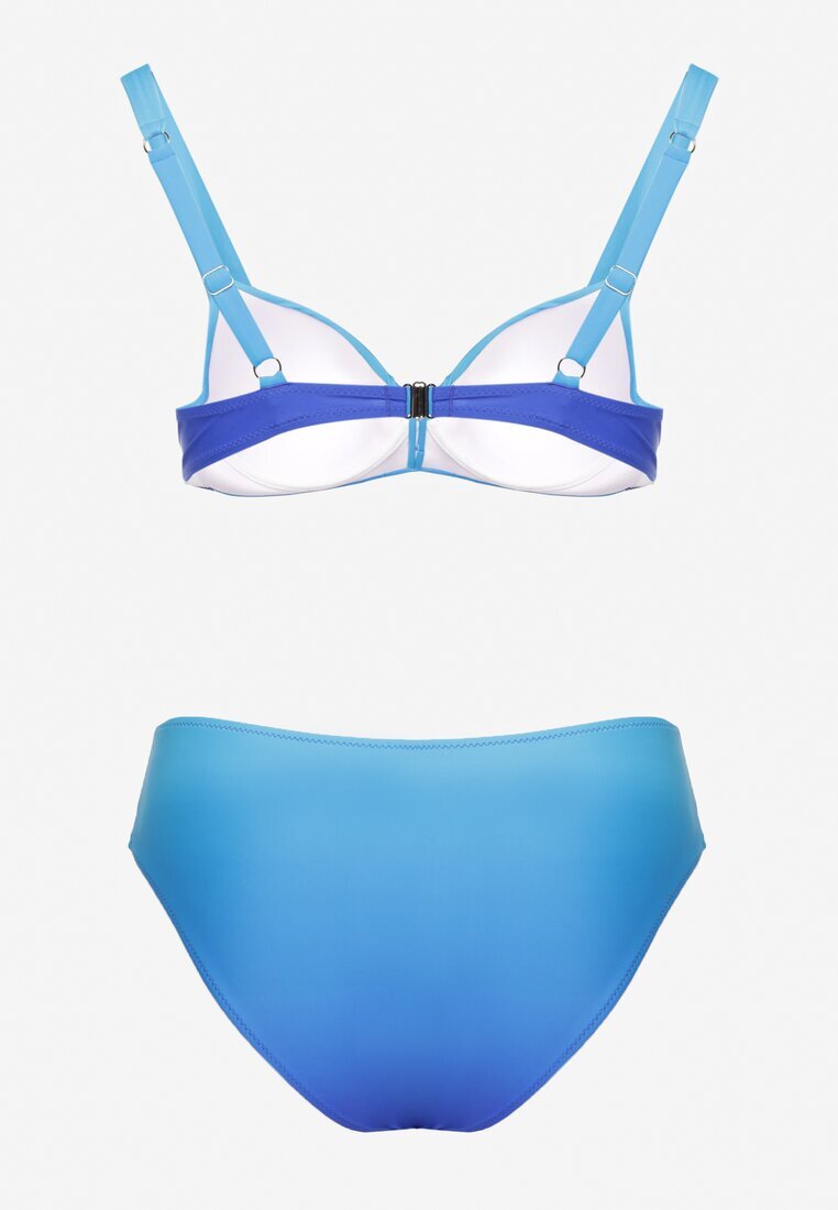 swest Bikini Albastru Chiloți și Sutien cu încrețituri decorative Linaronia