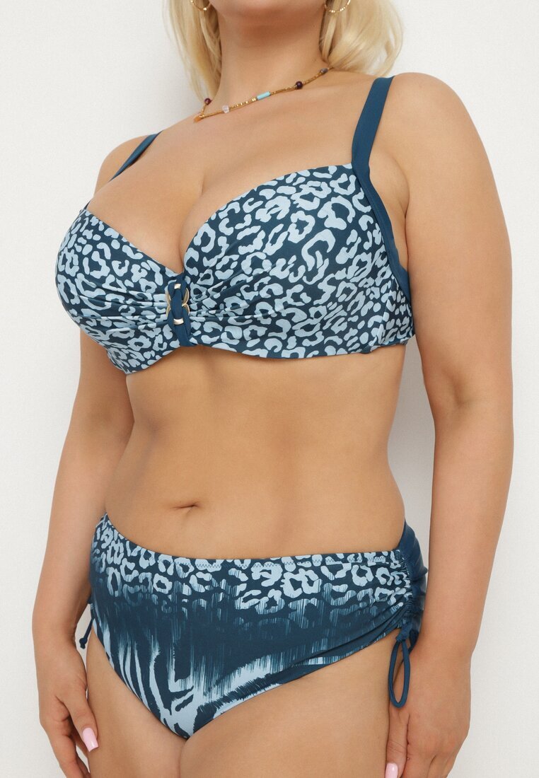 swest Bikini Albastru Deschis cu imprimeu leopard Sutien și Chiloți tip slip cu elastic Linuria