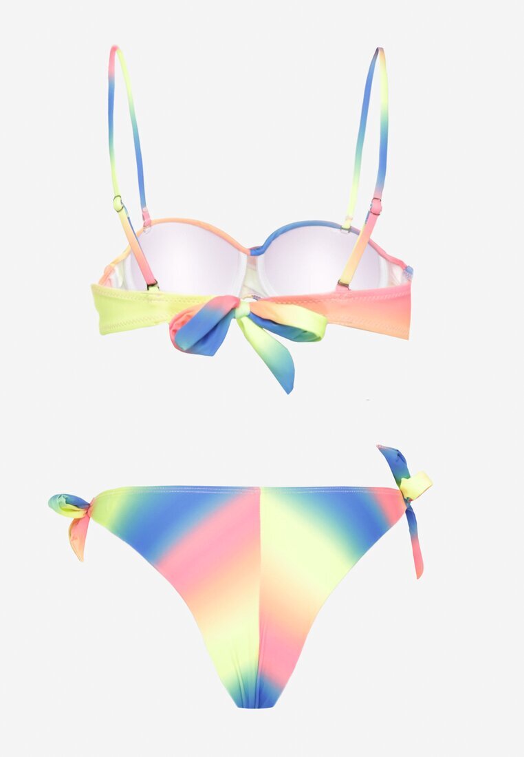 swest Bikini Albastru-Galben Legat Sutien cu Volane și Slip Kinitia