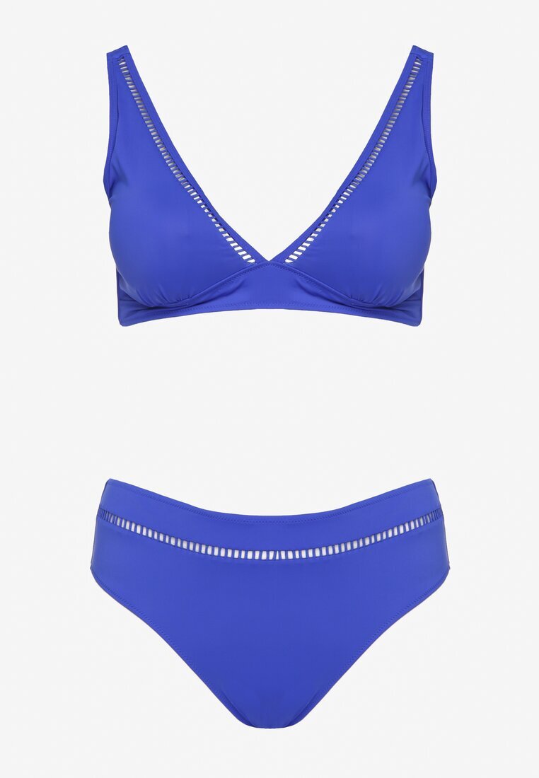 swest Bikini Albastru Sutien și Chiloți Figi cu Model Ajurat Lunella