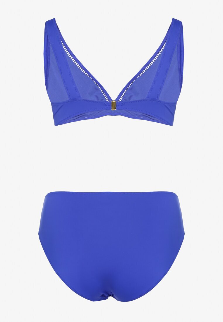 swest Bikini Albastru Sutien și Chiloți Figi cu Model Ajurat Lunella