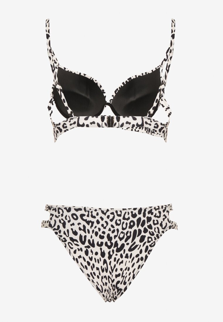swest Bikini bej deschis cu imprimeu leopard Sutien și Chiloți figi cu decupaje Savettea