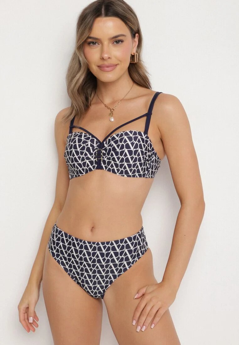 swest Bikini Bleumarin Sutien cu Barete Decorative și Chiloți Figi Linadora