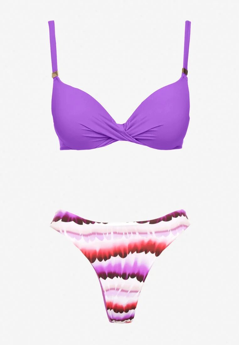 swest Bikini Fioletowe Sutien și Chiloți tip slip cu Imprimeu Natimela