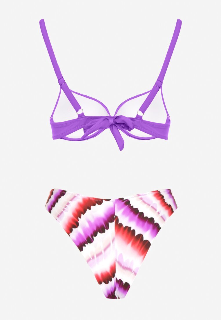 swest Bikini Fioletowe Sutien și Chiloți tip slip cu Imprimeu Natimela