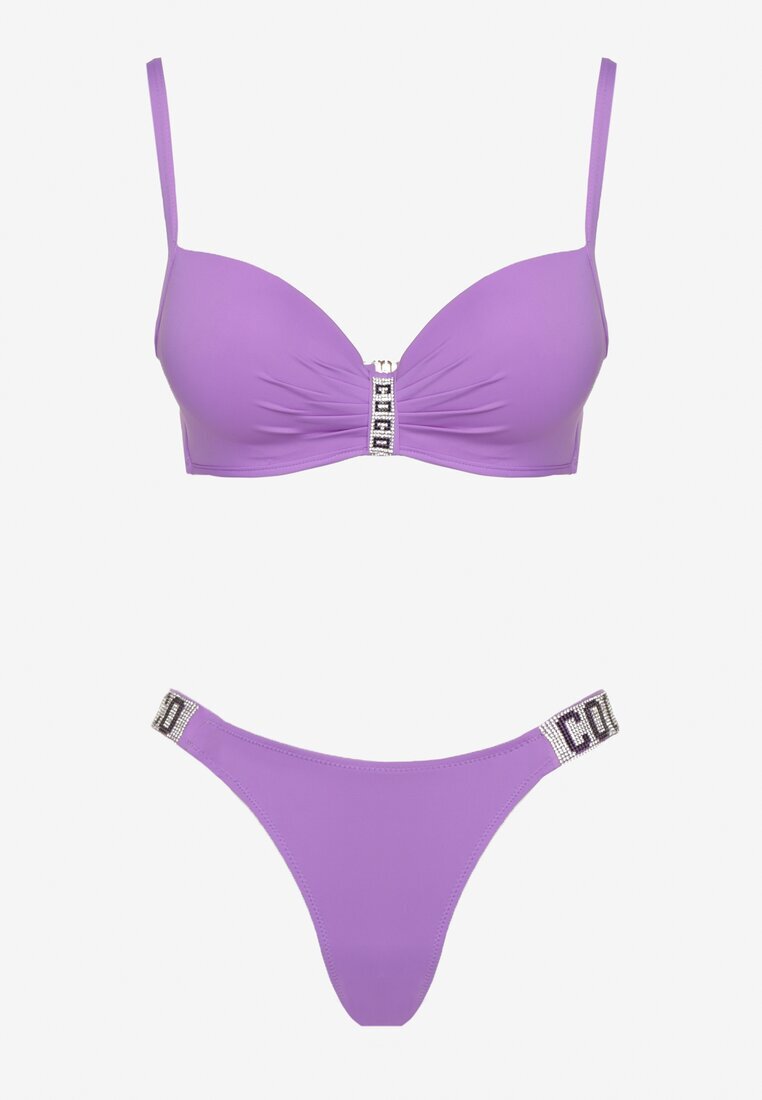 swest Bikini Mov Sutien și Chiloți Figi cu Decorațiuni cu Zirconiu Galivra