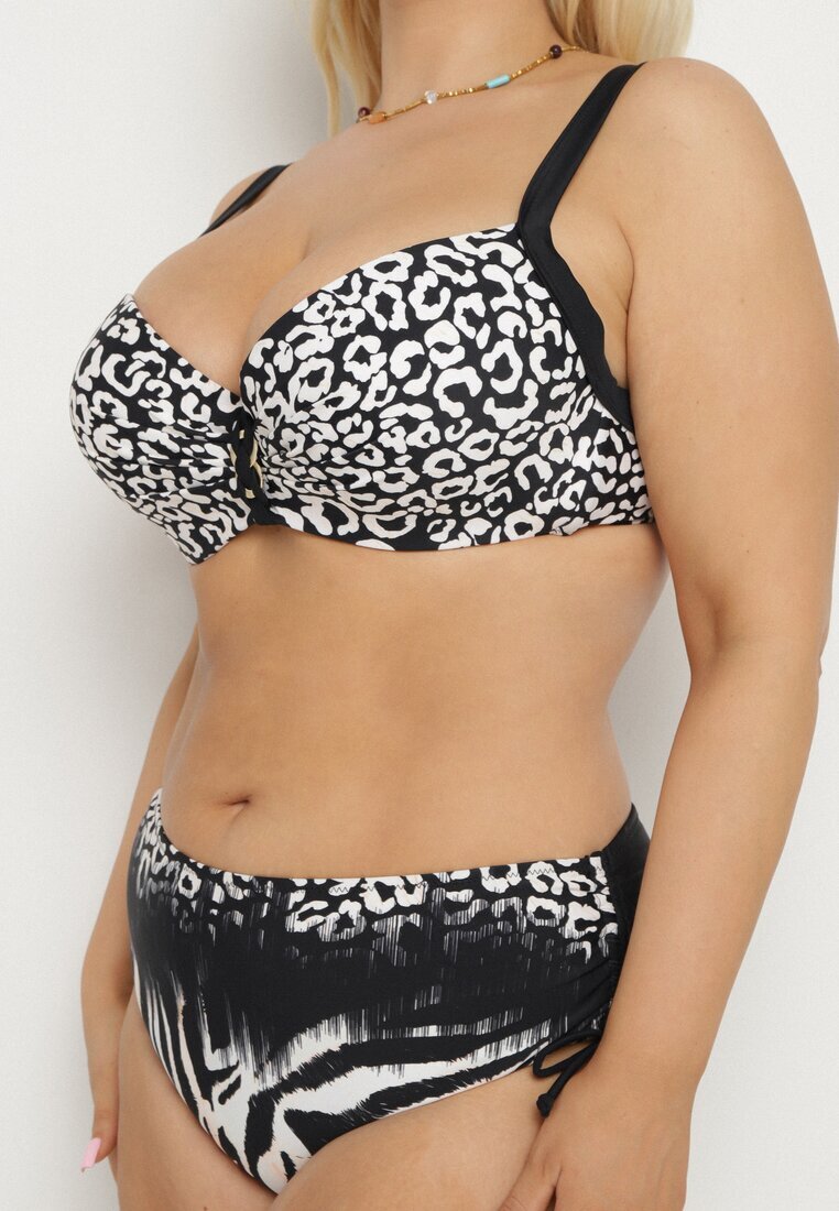swest Bikini Negru cu imprimeu leopard Sutien și Slip cu talie elastică Linuria