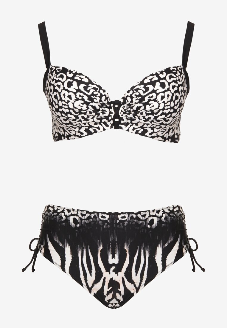 swest Bikini Negru cu imprimeu leopard Sutien și Slip cu talie elastică Linuria