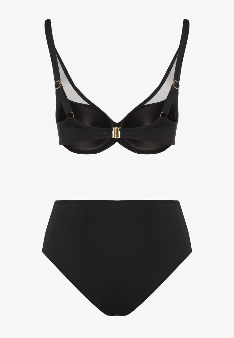 swest Bikini negru Sutien și Chiloți Slip decorate cu plasă Linaravia