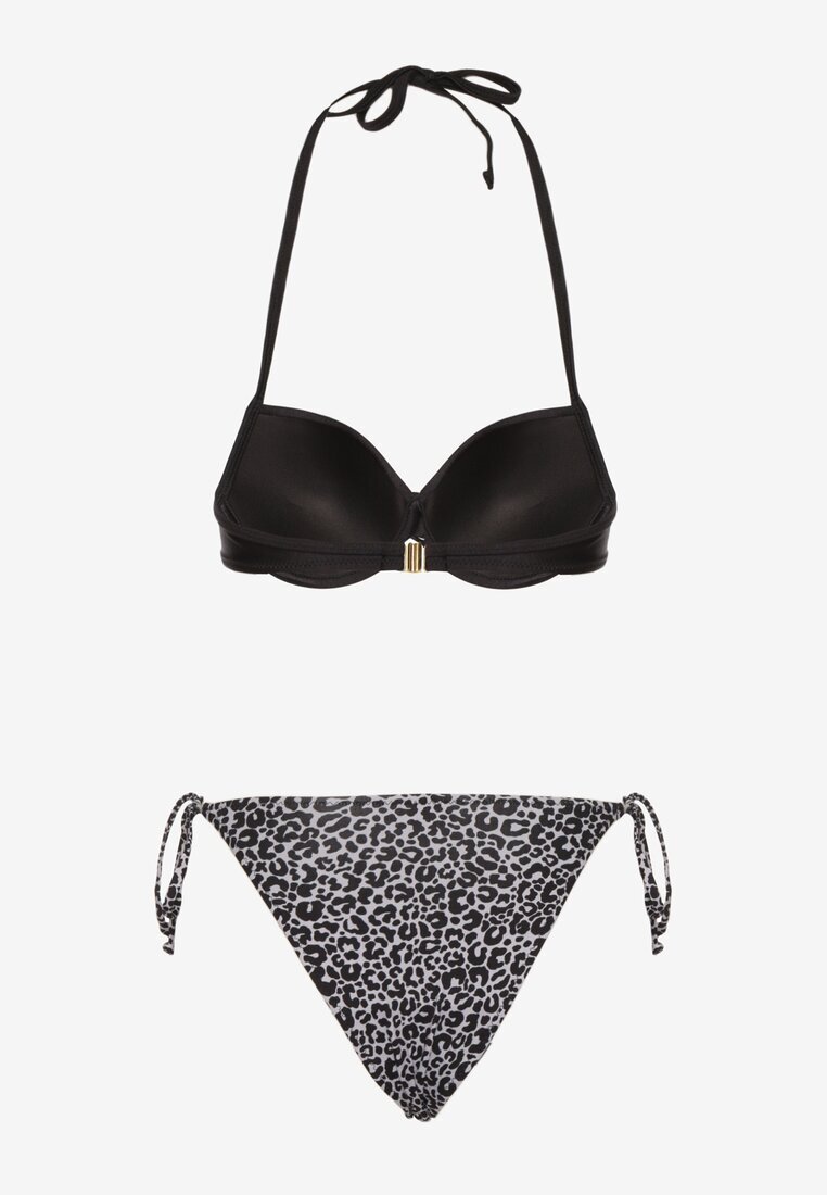 swest Bikini Negru Sutien și Slip cu Legături Savlene