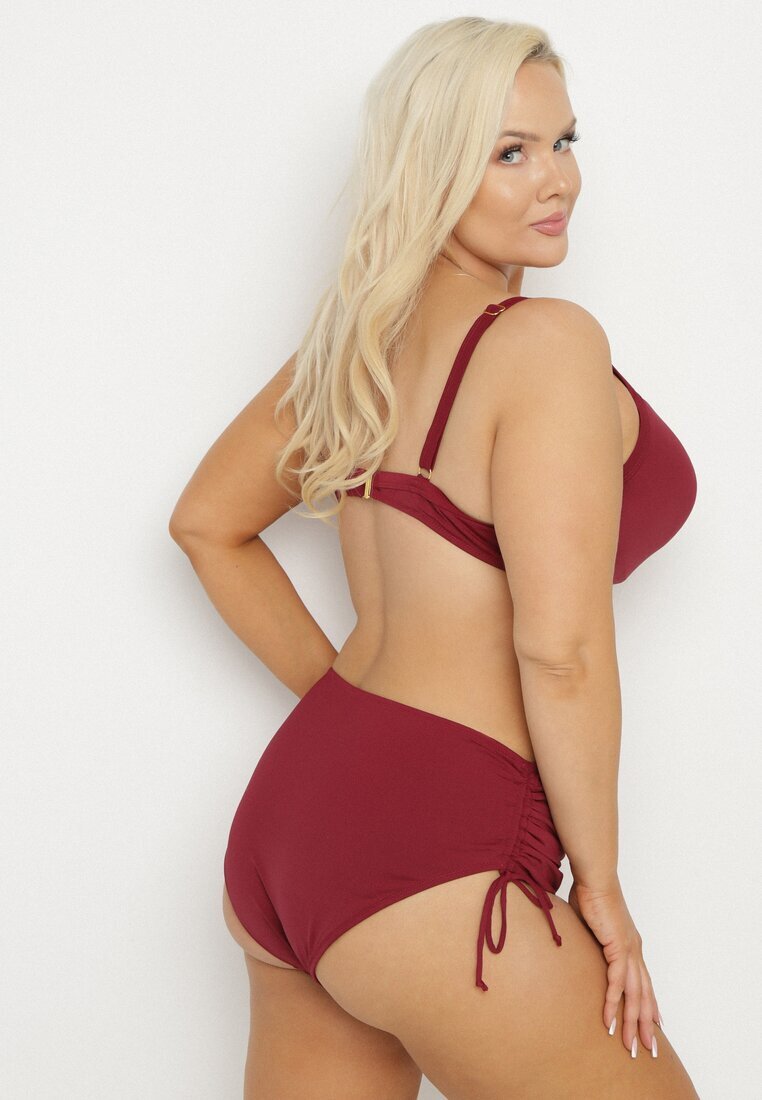 swest Bikini Roșu Sutien cu Volane și Chiloți Figi cu Șnururi Kinevia