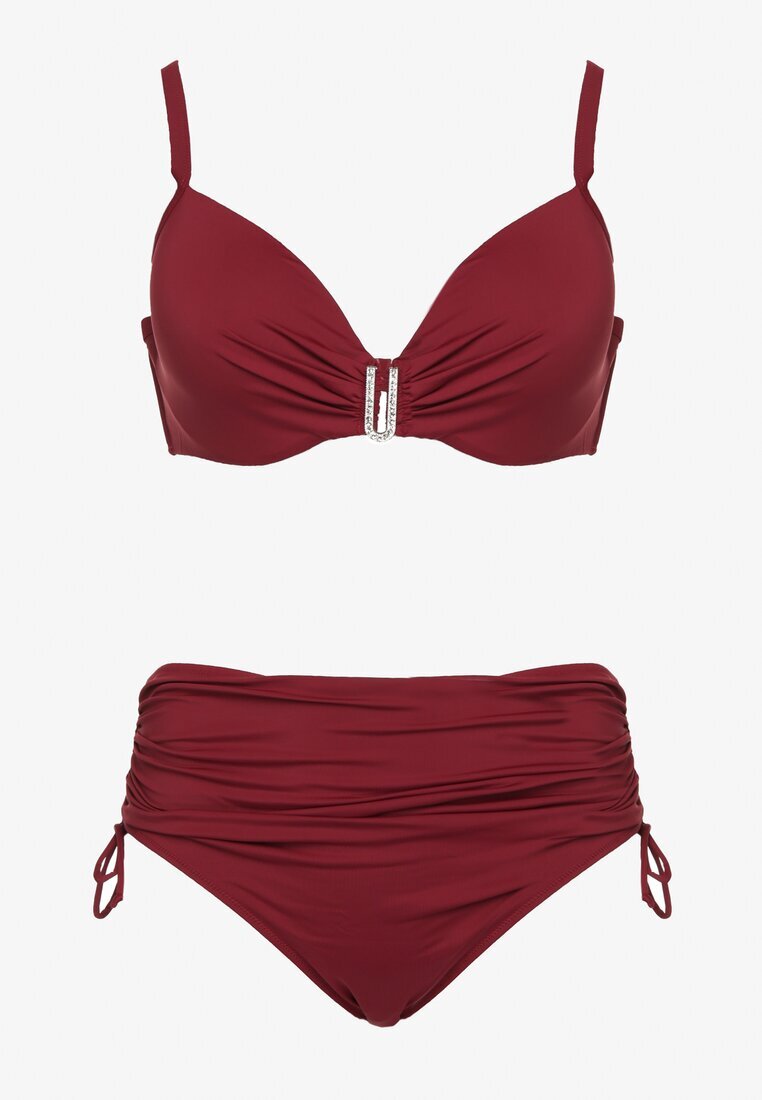 swest Bikini Roșu Sutien cu Volane și Chiloți Figi cu Șnururi Kinevia
