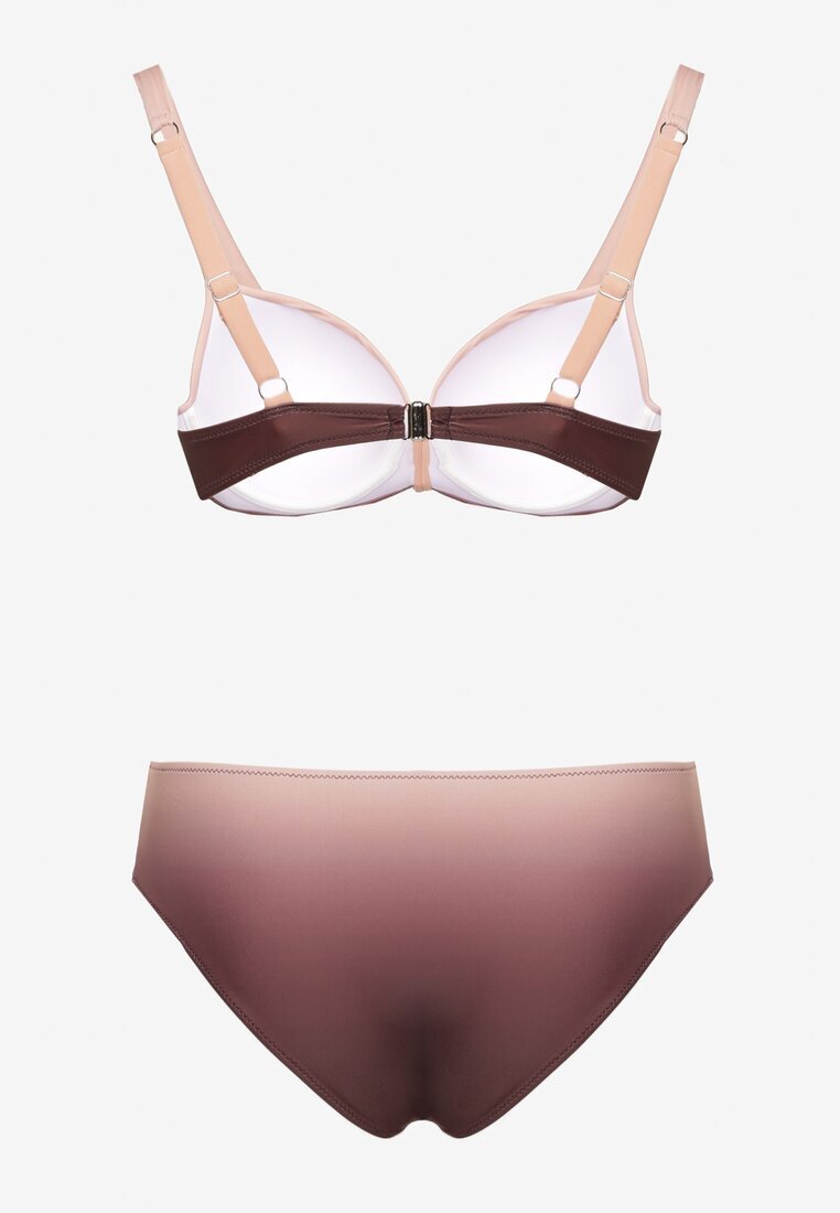swest Bikini Roz închis Slip și Sutien cu încrețituri decorative Linaronia