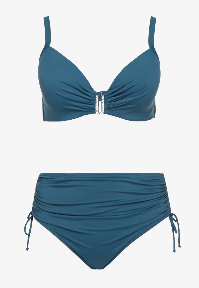 swest Bikini Verde închis Sutien cu încrețituri și Chiloți cu șireturi Kinevia