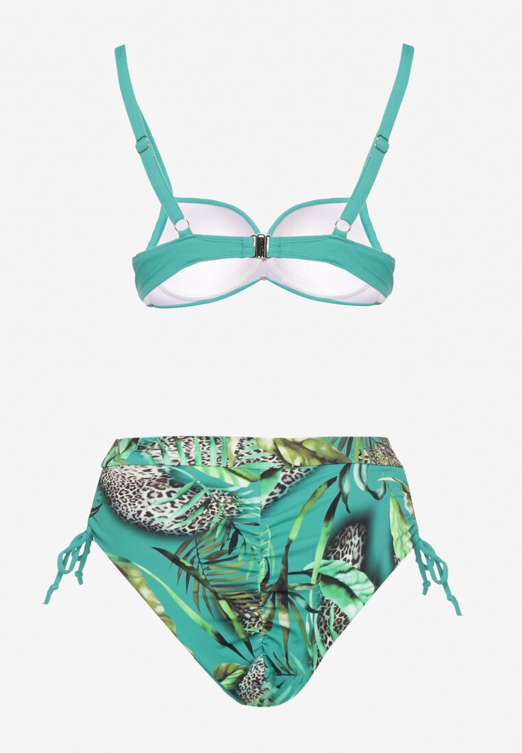 swest Bikini Verde închis Sutien și Chiloți slip cu șnururi cu Model Tropical Sadeille