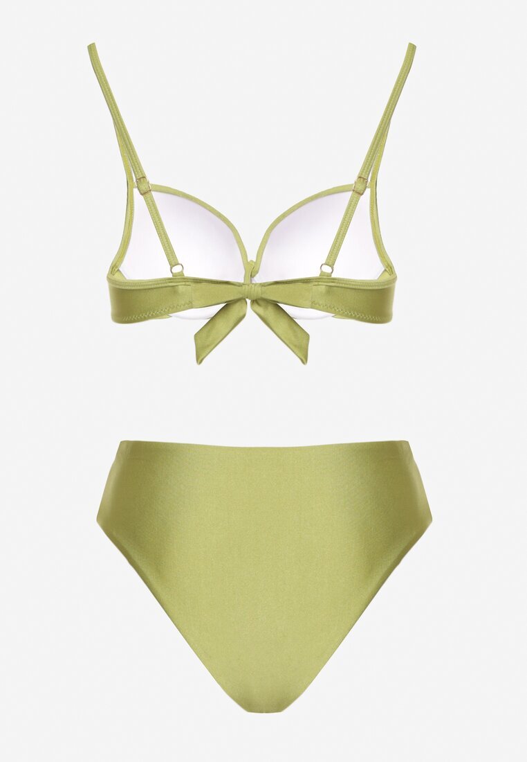 swest Bikini verde Sutien cu Aplicație metalică și Slipuri Kinelisa