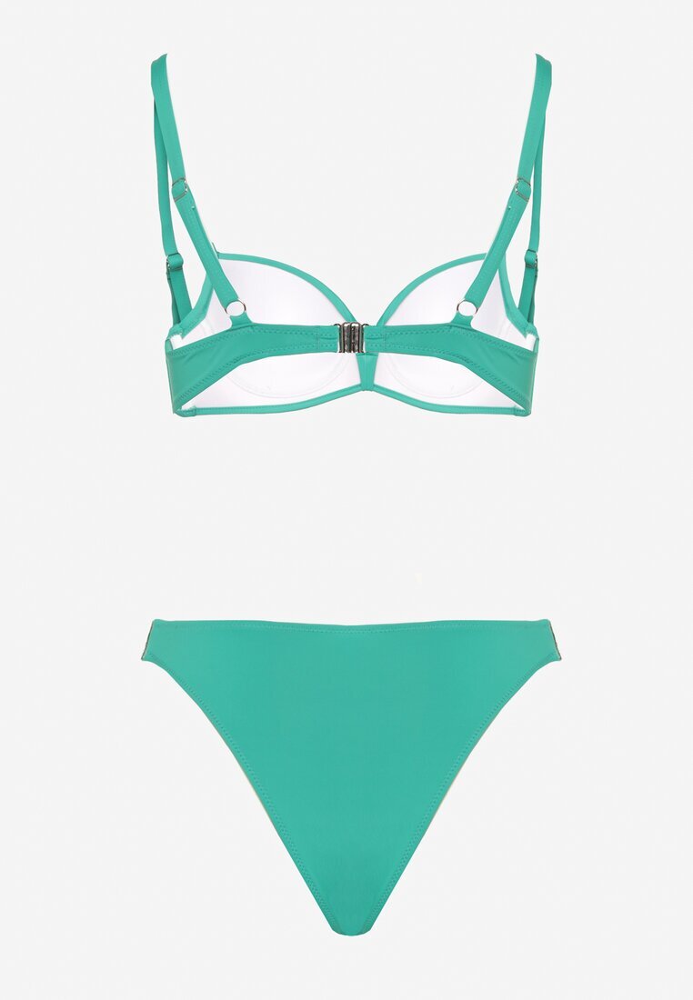 swest Bikini Verde Sutien și Chiloți Figi cu Decorațiuni din Zirconiu Galivra