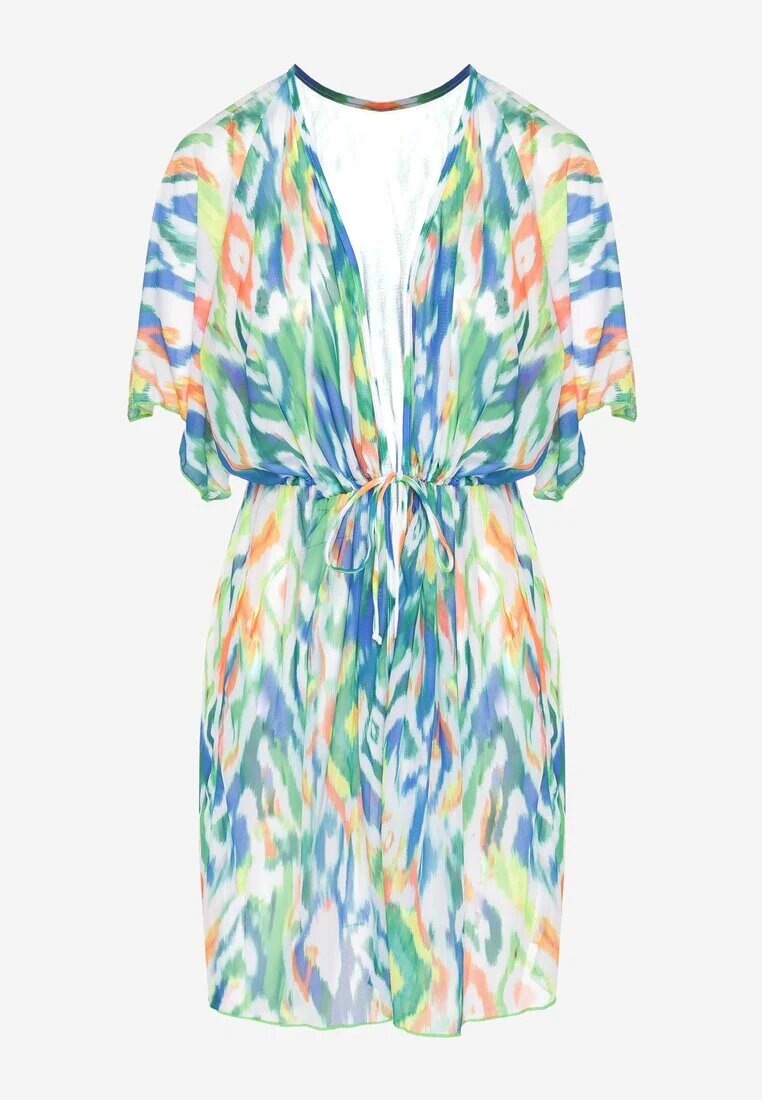 swest Cardigan Verde de plasă cu model abstract și legătură Revarella