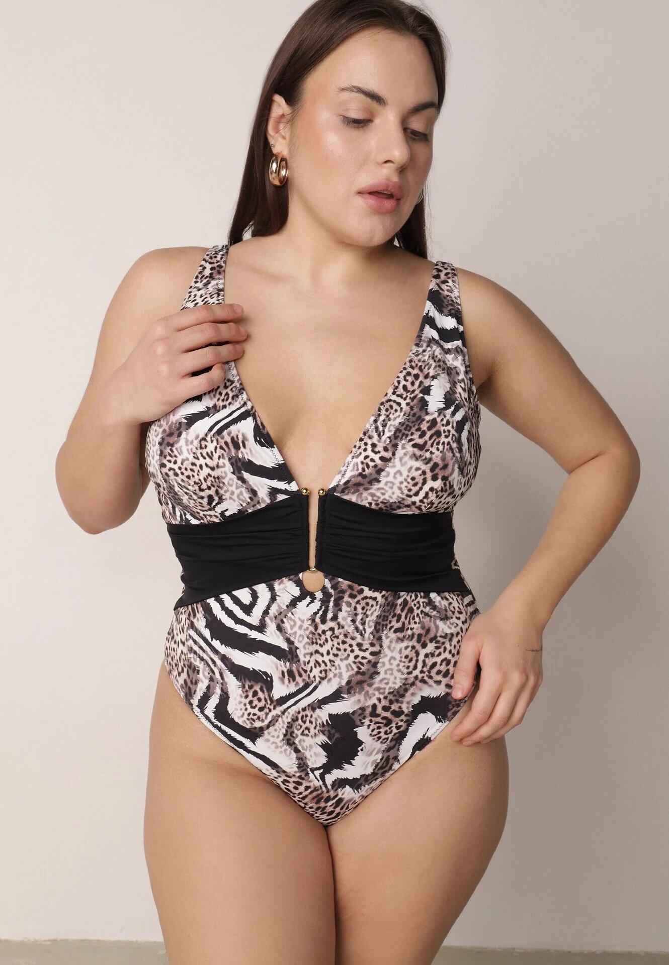 swest Costum de baie Alb cu bej