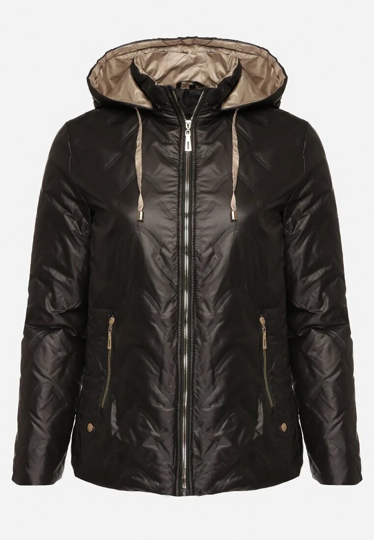 swest Jachetă Neagră Matlasată cu Glugă Detașabilă Marinos