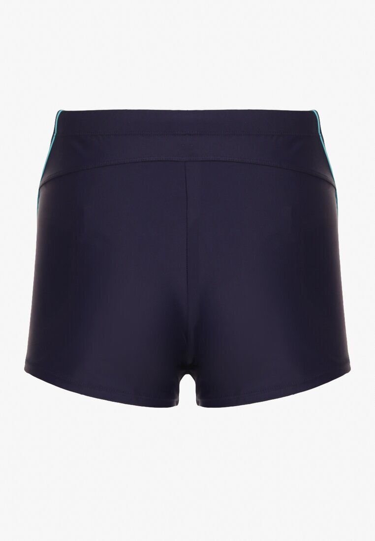 swest Pantaloni scurți de baie Albastru-marin și albastru cu Dungi Decorative și Buzunar Firalise