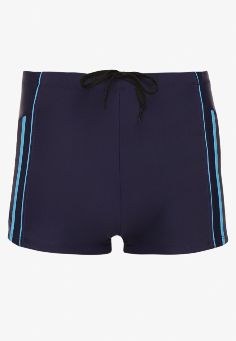swest Pantaloni scurți de baie bleumarin-albastru cu dungi și șnur Milorelia