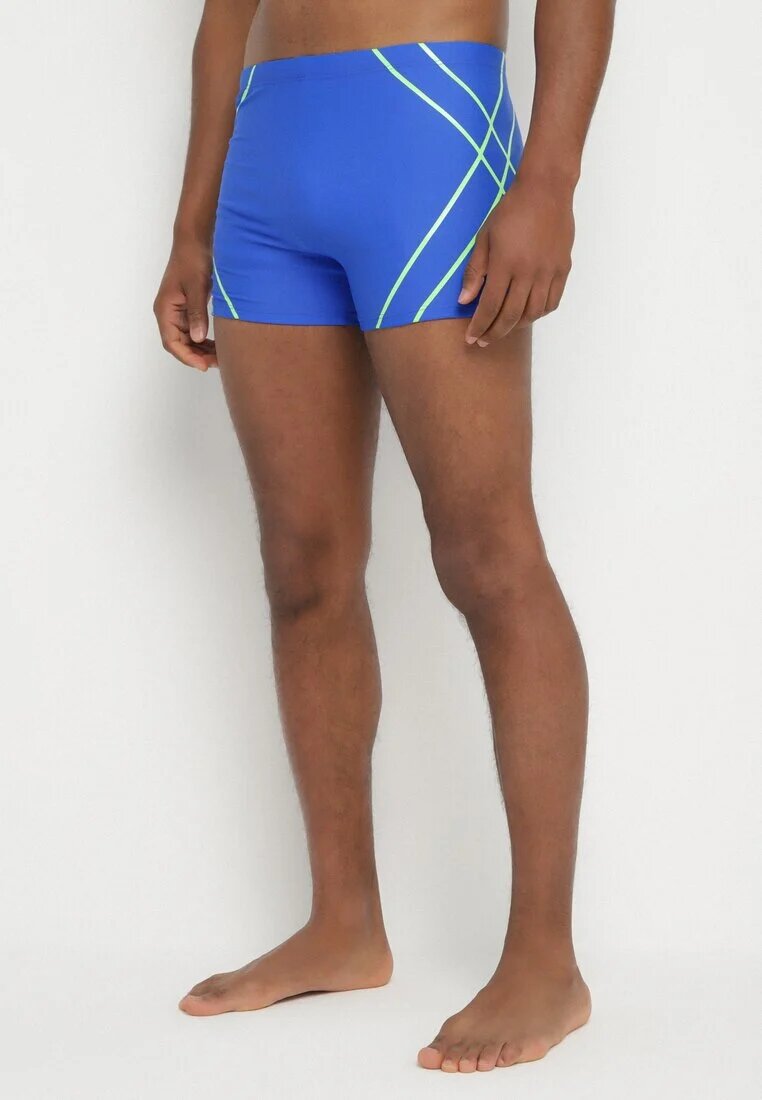 swest Pantaloni scurți de baie boxer Albastru-Verde cu șnur decorate cu model geometric Folenis
