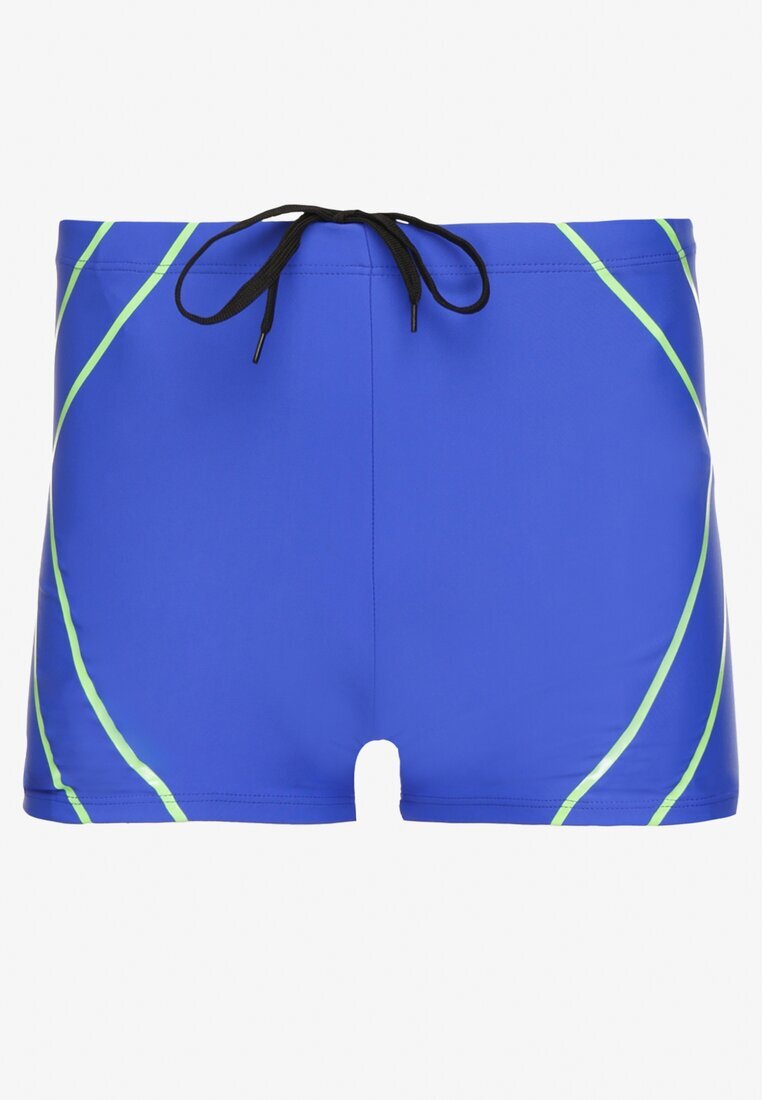 swest Pantaloni scurți de baie boxer Albastru-Verde cu șnur decorate cu model geometric Folenis