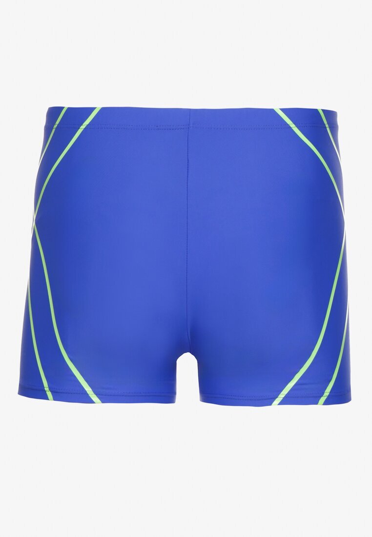 swest Pantaloni scurți de baie boxer Albastru-Verde cu șnur decorate cu model geometric Folenis