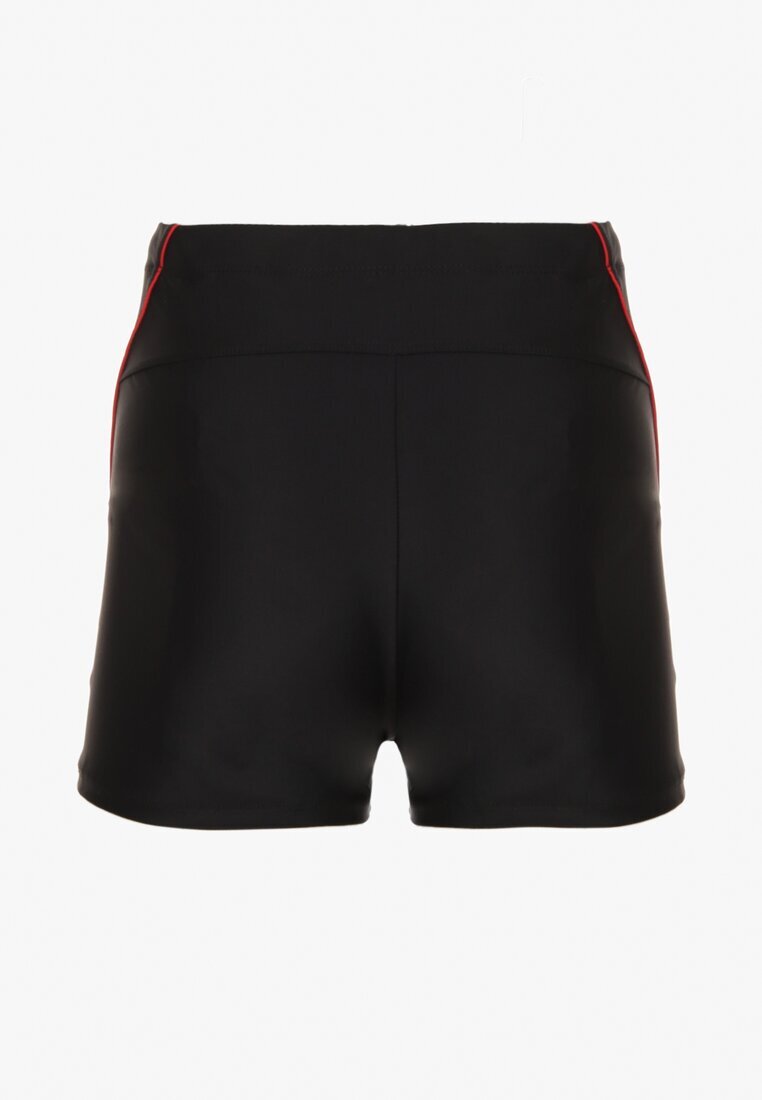 swest Pantaloni scurți de baie Negri-Roșii cu Dungi Decorative și Buzunar Firalise