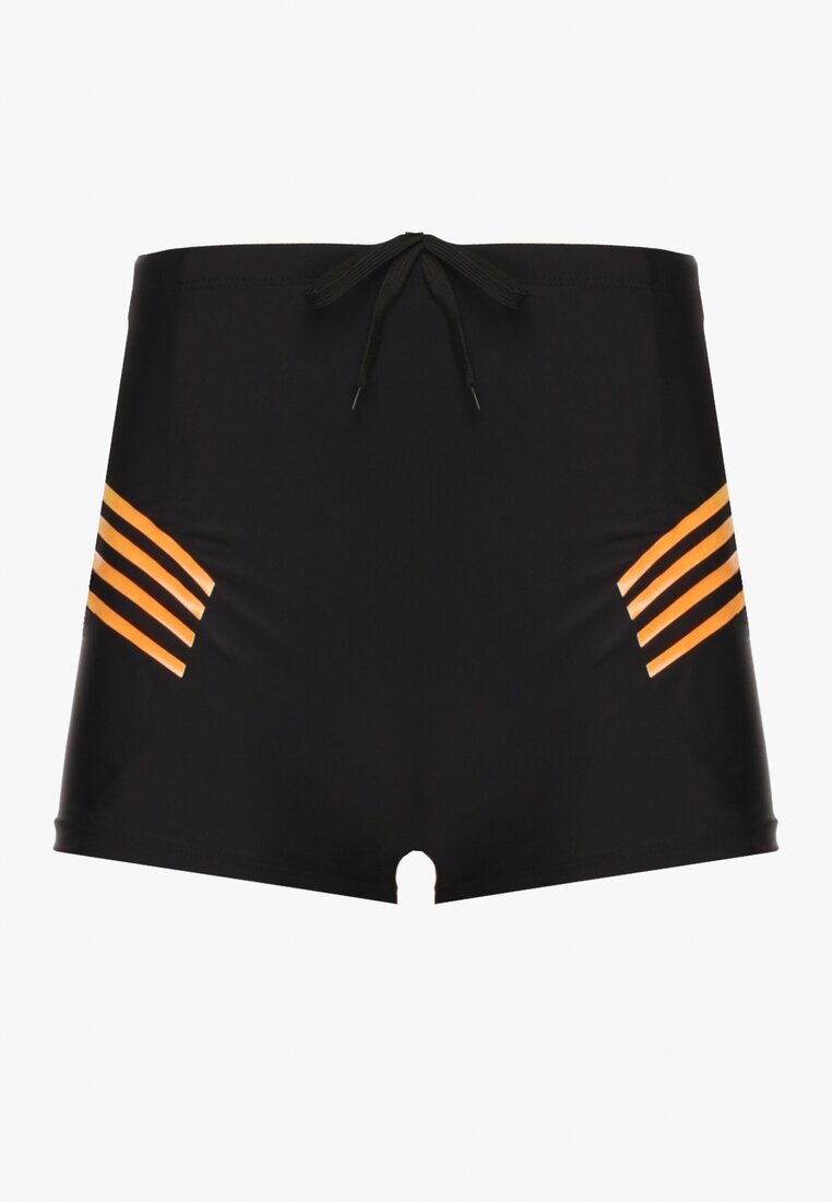 swest Pantaloni scurți de baie Negru-Portocaliu cu Șnur și Benzi Decorative Delicate