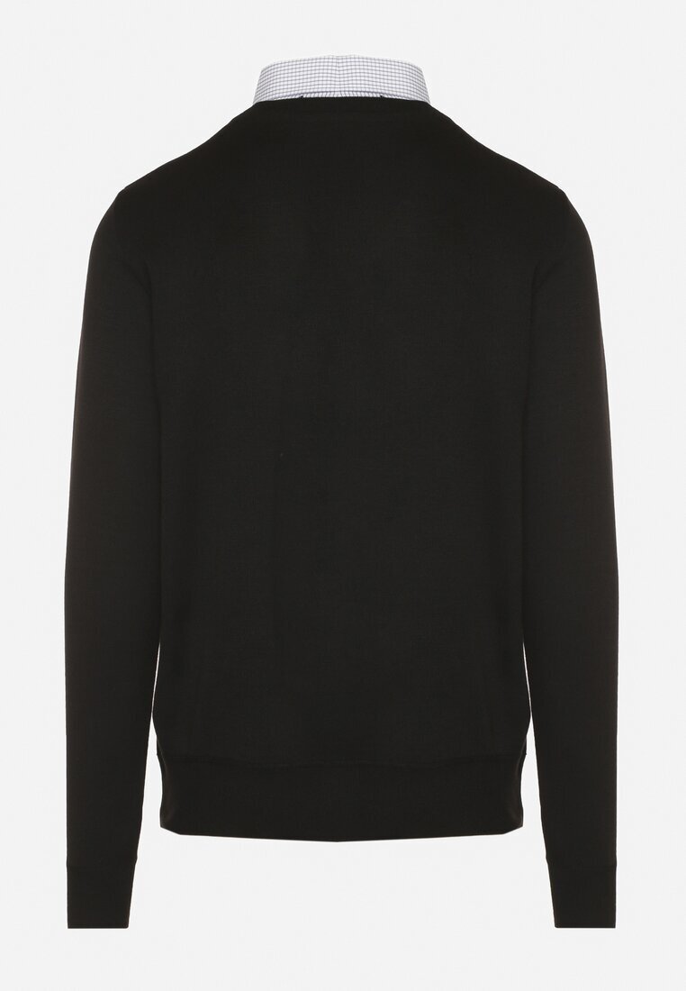 swest Pulover Negru cu lână și guler de cămașă Espirra